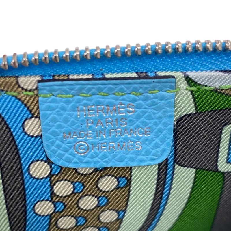 Hermes Azap Mini Silk in Veau Coin Purse Blue Nord
