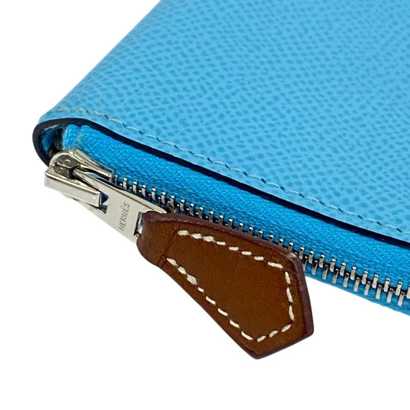 Hermes Azap Mini Silk in Veau Coin Purse Blue Nord