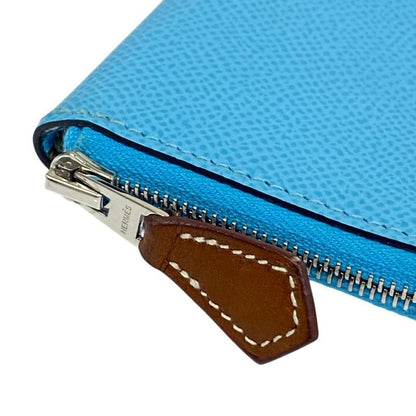 Hermes Azap Mini Silk in Veau Coin Purse Blue Nord