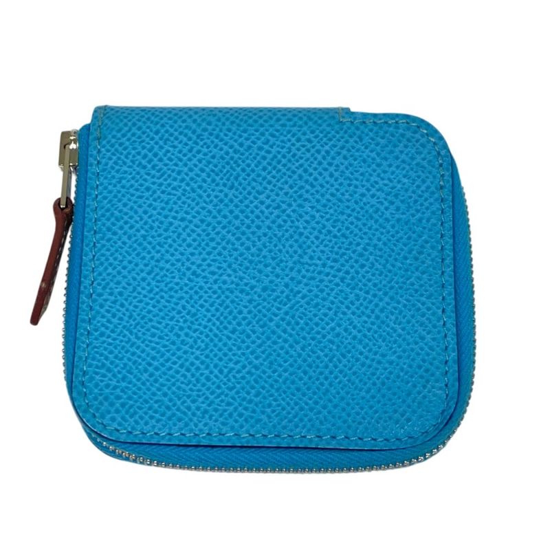 Hermes Azap Mini Silk in Veau Coin Purse Blue Nord