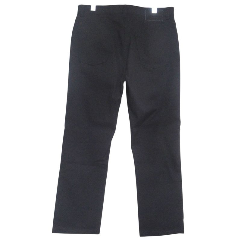 Hermes Partial Leather Series Button Stretch Straight Pants 42 Black