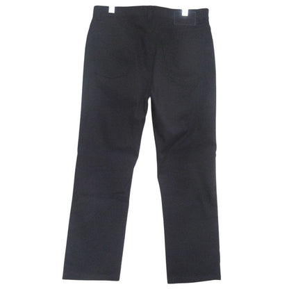 Hermes Partial Leather Series Button Stretch Straight Pants 42 Black