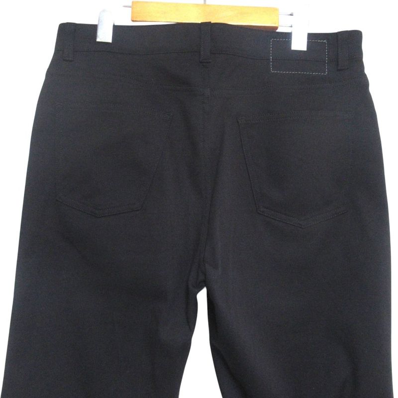 Hermes Partial Leather Series Button Stretch Straight Pants 42 Black