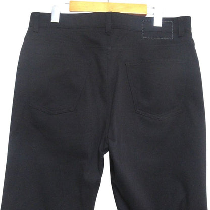 Hermes Partial Leather Series Button Stretch Straight Pants 42 Black