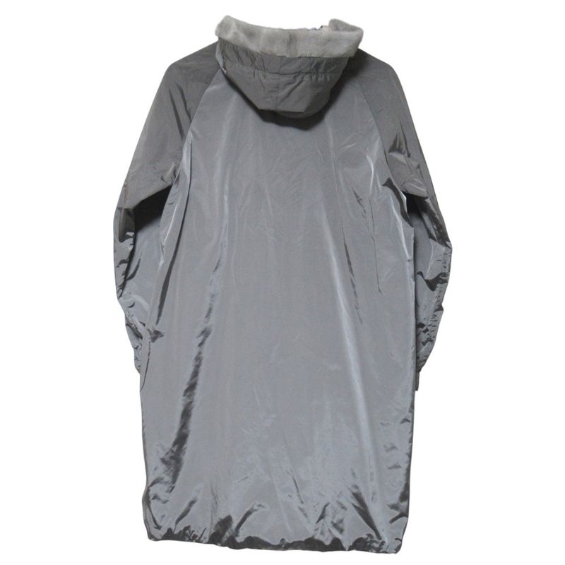 Max Mara S Reversible Mink Trim Nylon Hooded Coat Ivory Gray
