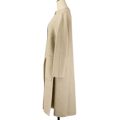 Loro Piana Fabric Wool Cashmere Blend Slit River Coat 40 Beige