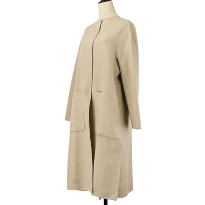Loro Piana Fabric Wool Cashmere Blend Slit River Coat 40 Beige