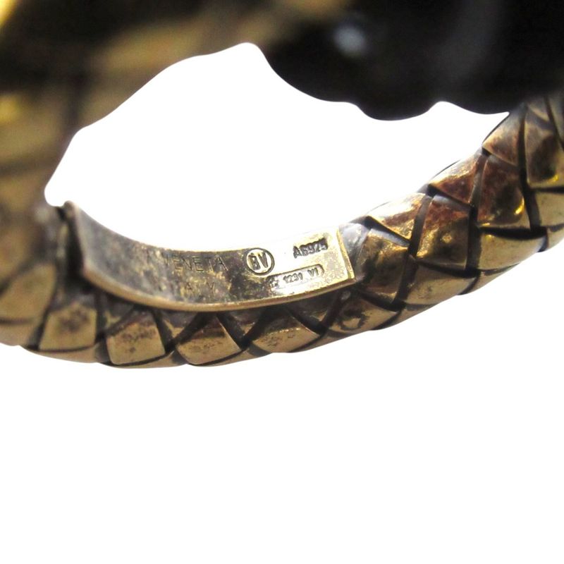 Bottega Veneta Intrecciato Ring Circle Necklace Black Gold