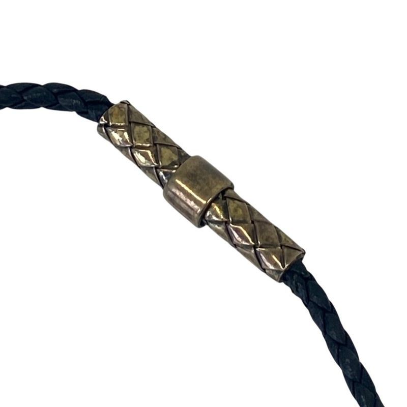 Bottega Veneta Intrecciato Ring Circle Necklace Black Gold