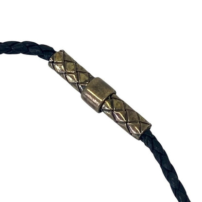 Bottega Veneta Intrecciato Ring Circle Necklace Black Gold