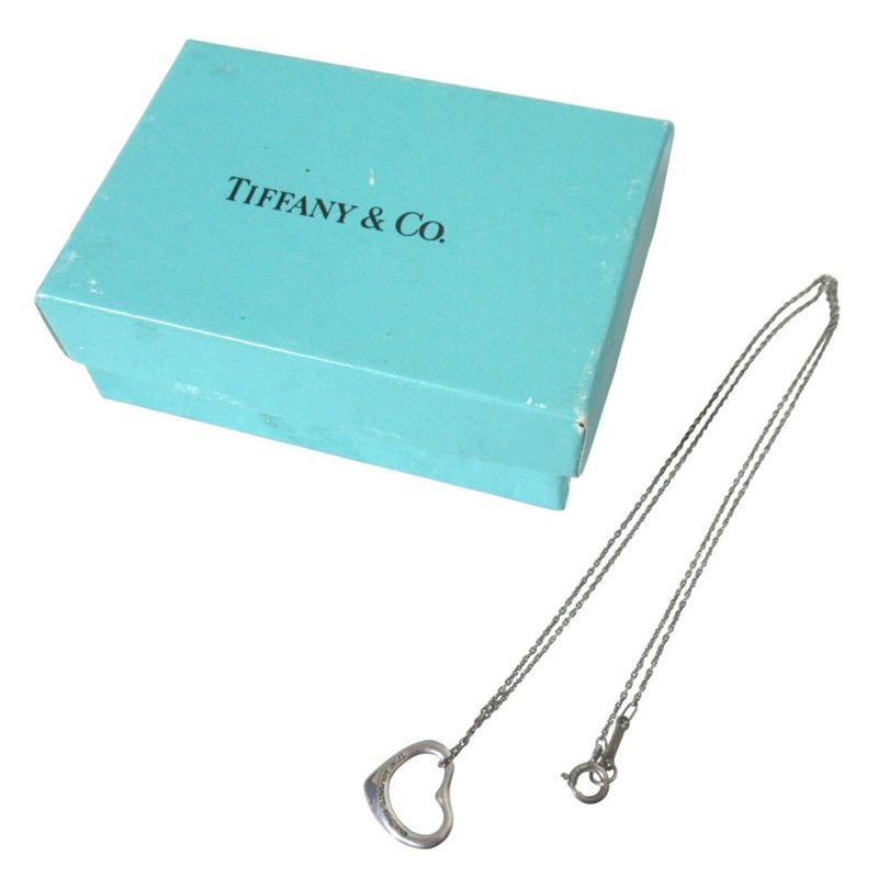 Tiffany & Co Elsa Peretti Open Heart Mini Necklace Pendant Silver