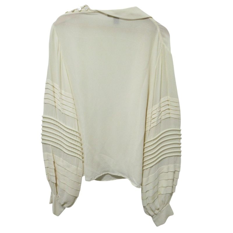 Louis Vuitton Ruffle Blouse Weed Incorporated Sleeve Silk Top 34 White