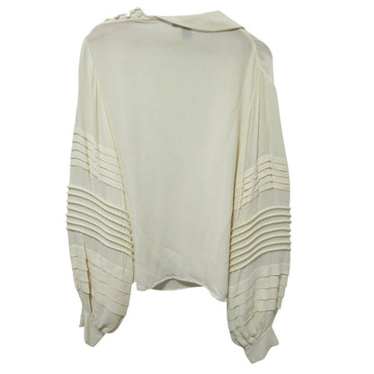 Louis Vuitton Ruffle Blouse Weed Incorporated Sleeve Silk Top 34 White