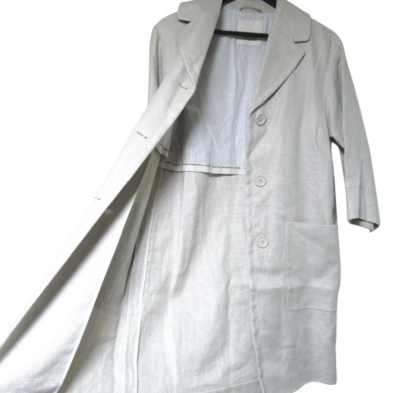 Max Mara 'S Linen Cotton Single Chesterfield Coat Grey