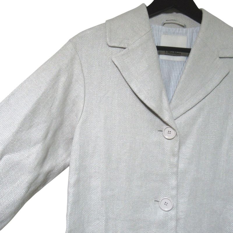 Max Mara 'S Linen Cotton Single Chesterfield Coat Grey