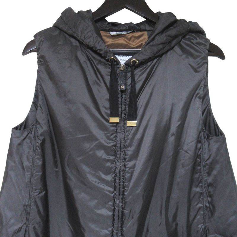 Max Mara Maxmara the Cube Hooded Padded Nosleeve Coat Long Gilet Vest Gray