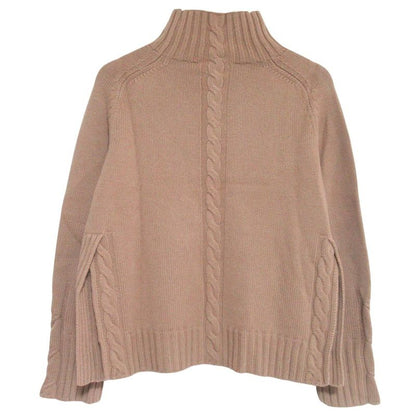 Max Mara S Wool Cashmere Turtle Neck Cable Knit Sweater S Camel Brown