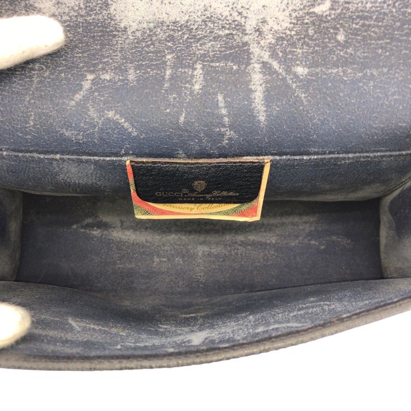 Gucci Vintage Sherry Line Navy GG Supreme Canvas Leather Clutch
