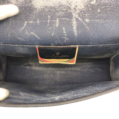 Gucci Vintage Sherry Line Navy GG Supreme Canvas Leather Clutch