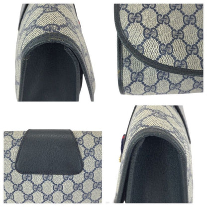 Gucci Vintage Sherry Line Navy GG Supreme Canvas Leather Clutch