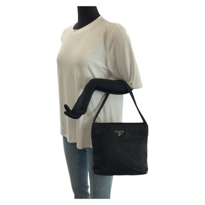Prada Tessuto Black Silver Nylon Tote Shoulder Bag