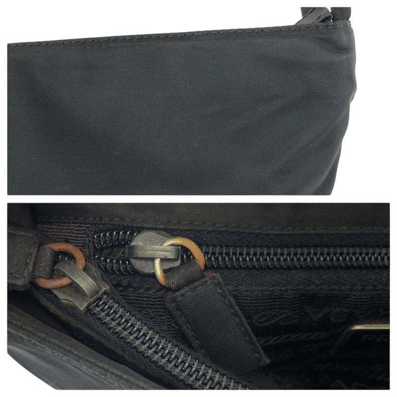 Prada Tessuto Black Silver Nylon Tote Shoulder Bag