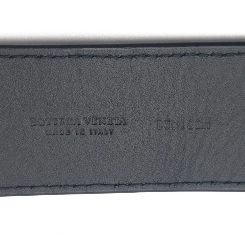 Bottega Veneta Intrecciato 95 38 Black Silver Leather Belt