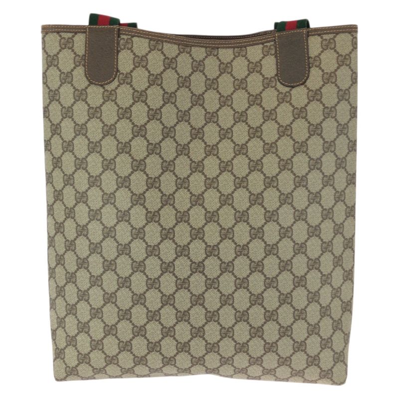 Gucci Vintage Sherry Line Beige Gold GG Supreme Canvas Tote