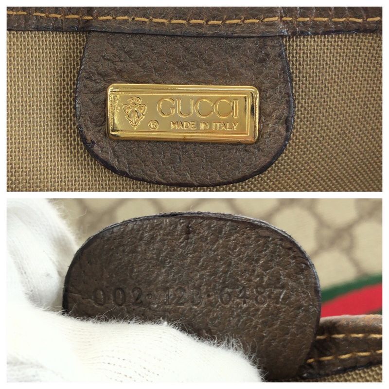Gucci Vintage Sherry Line Beige Gold GG Supreme Canvas Tote