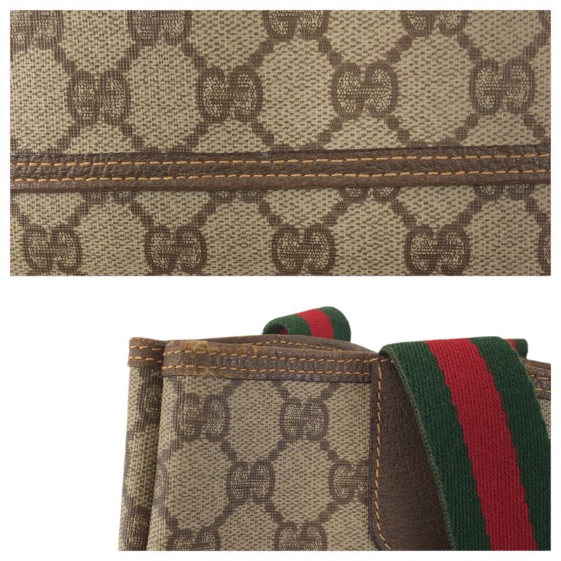 Gucci Vintage Sherry Line Beige Gold GG Supreme Canvas Tote