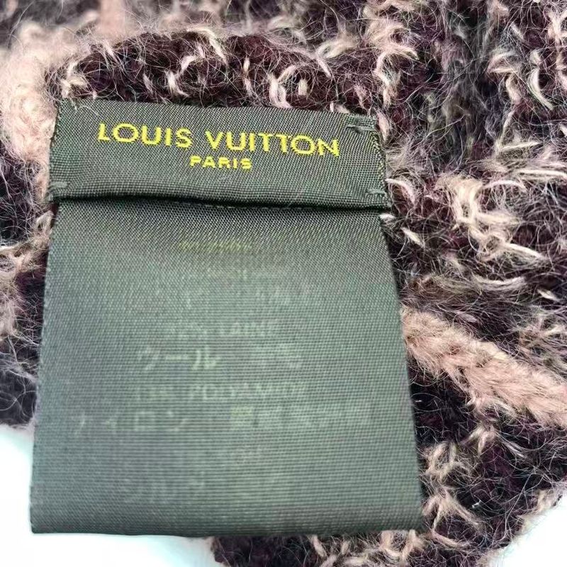 Louis Vuitton Knit Hat with Brooch Beanie Wool Purple