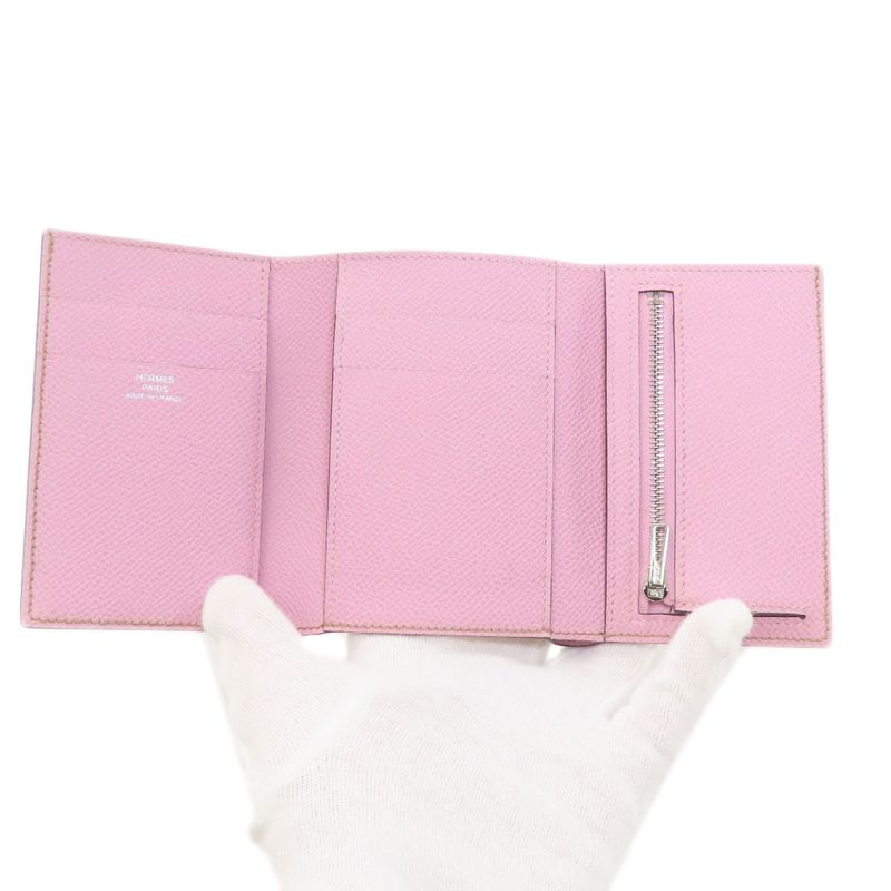 Hermes Bearn Combiner Verso Silver Bifold Wallet Epsom