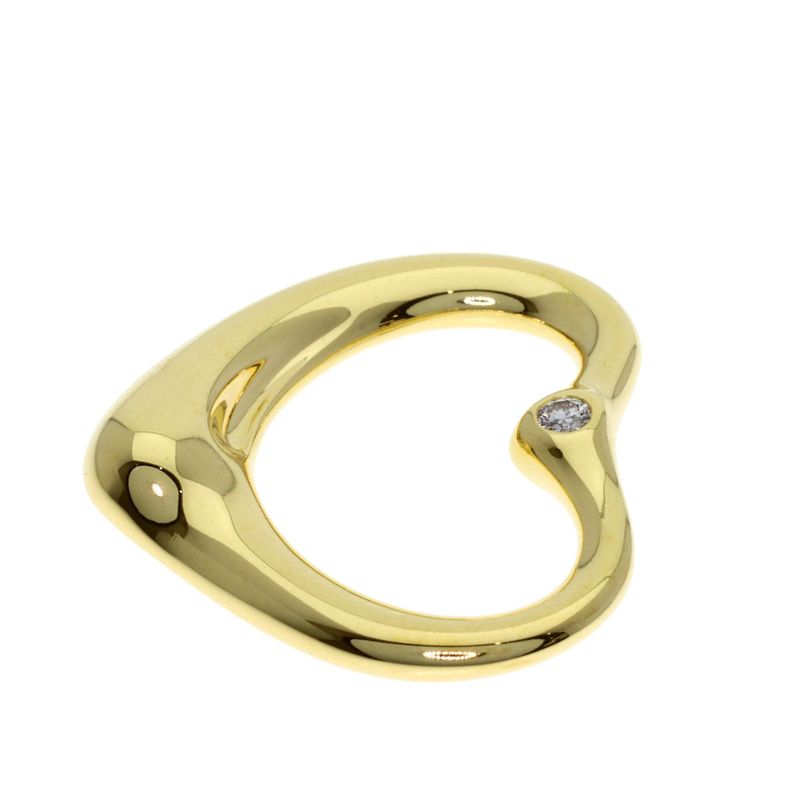 Tiffany & Co Open Heart Diamond Pendant Top 18k Yellow Gold