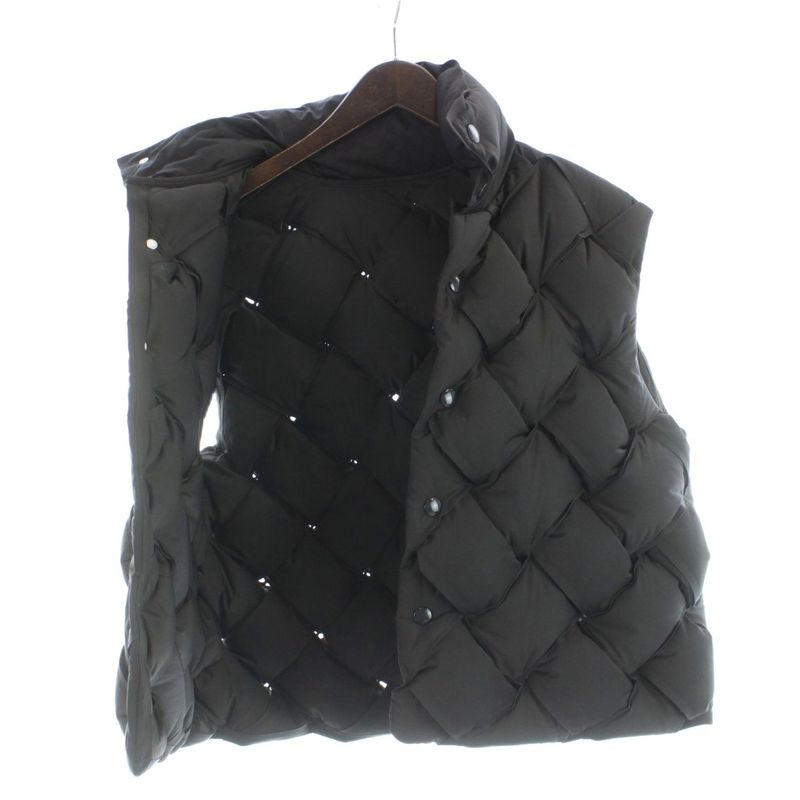 Bottega Veneta Intrecciato Technical Nylon Padded Down Vest XS Brown Dark MW