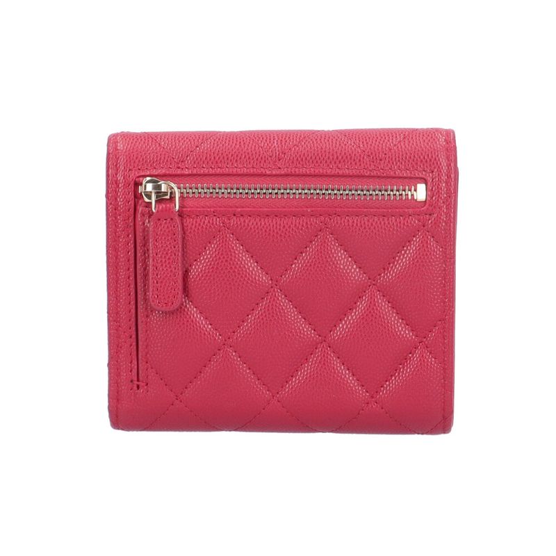 Chanel Quilted Trifold Wallet Caviar Leather