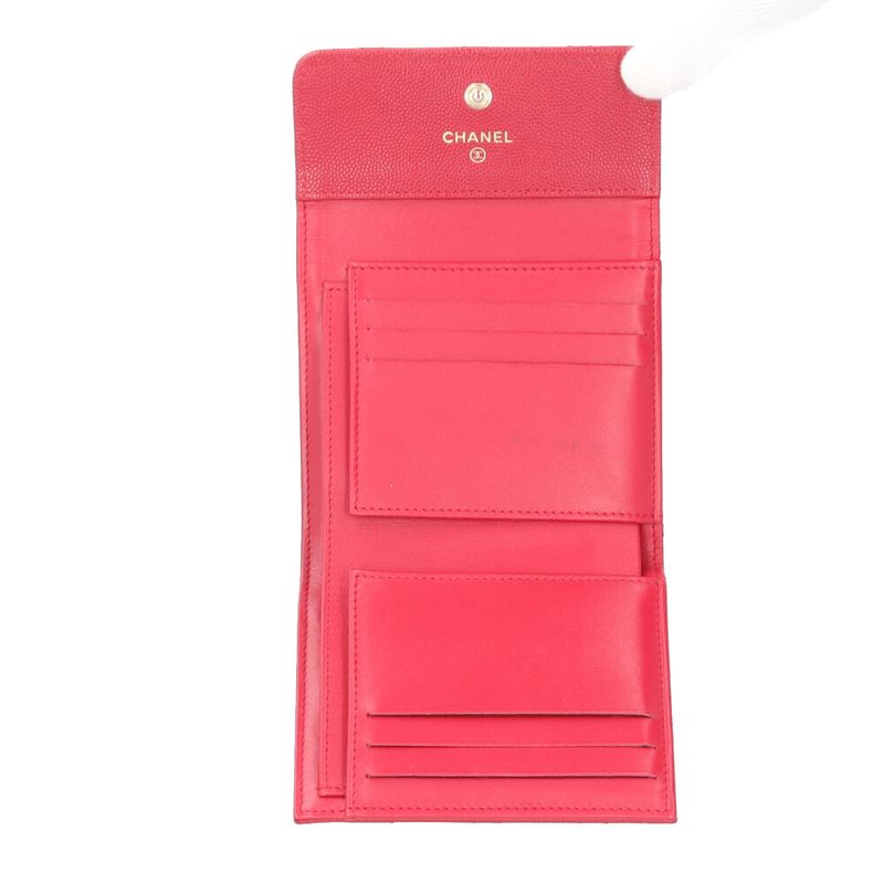 Chanel Quilted Trifold Wallet Caviar Leather