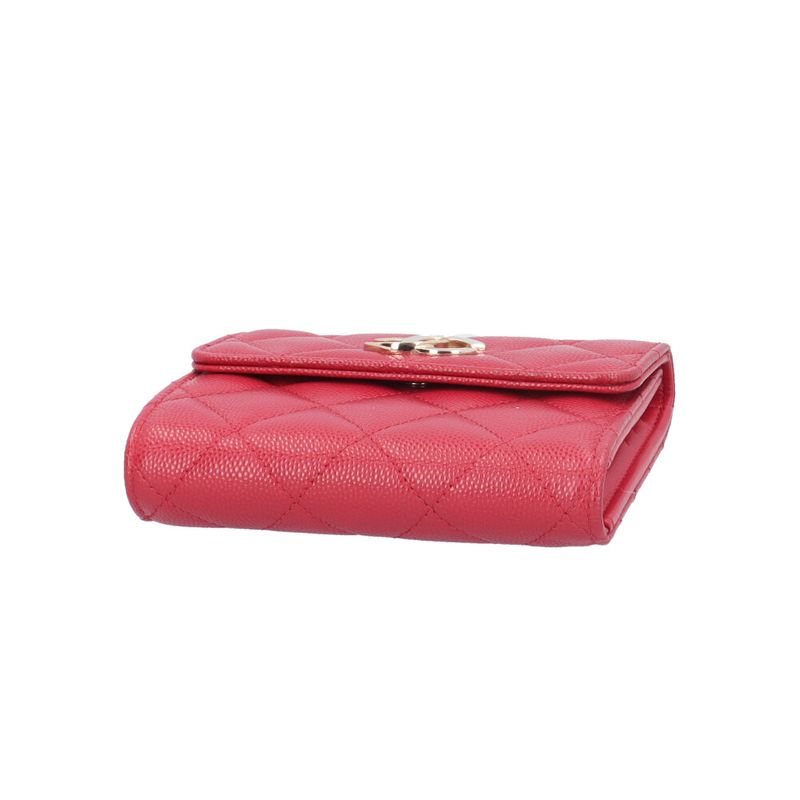 Chanel Quilted Trifold Wallet Caviar Leather