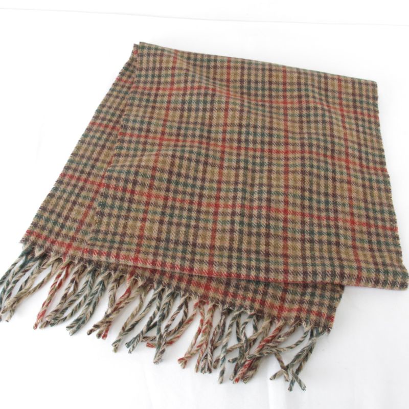 Dior Plaid 100% Lambswool Scarf Brown High