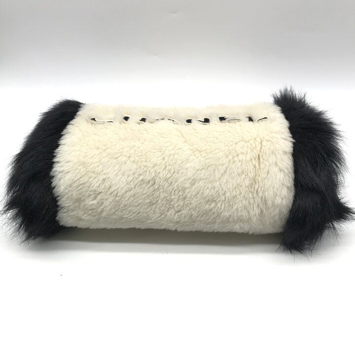 Chanel Hand Warmer Chain Shoulder Bag Crossbody CC Logo Fur Ivory Black
