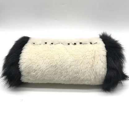 Chanel Hand Warmer Chain Shoulder Bag Crossbody CC Logo Fur Ivory Black