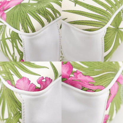 Celine Boogie Bag Botanical Pattern Canvas White Handbag