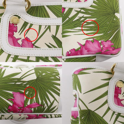 Celine Boogie Bag Botanical Pattern Canvas White Handbag