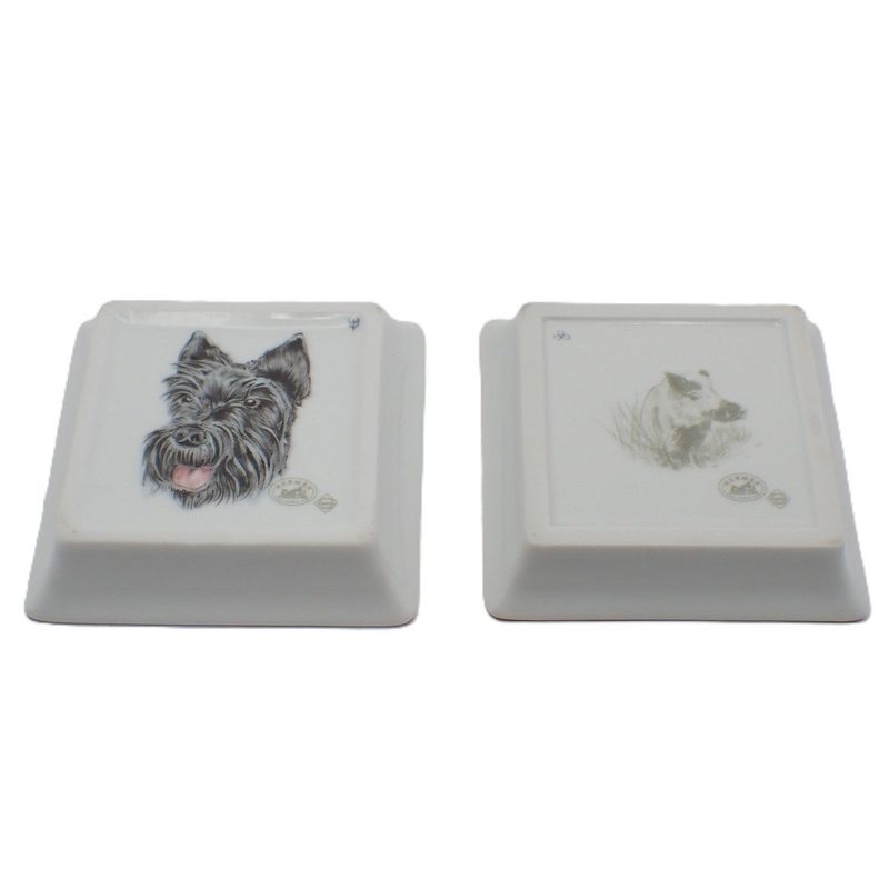 Hermes Mini Plate Boar Scottish Terrier Set of 2 