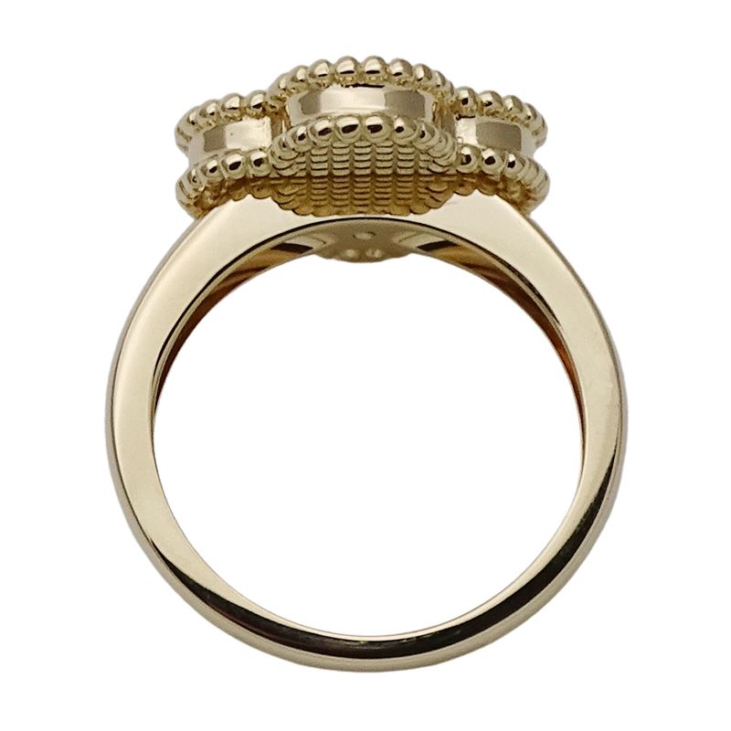 Van Cleef & Arpels Ring Vintage Alhambra Carnelian Diamond Yellow Gold 52