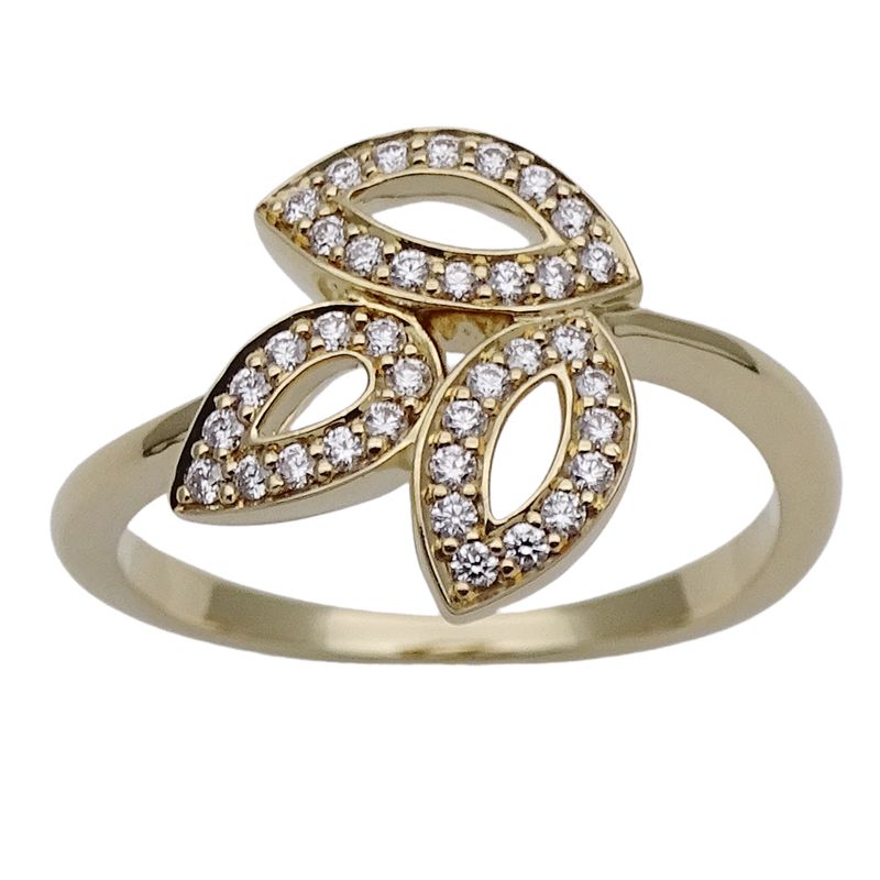 Harry Winston Ring Diamond Lily Cluster Star Mini Yellow Gold Polished