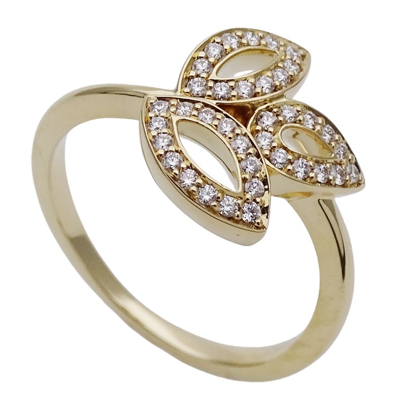 Harry Winston Ring Diamond Lily Cluster Star Mini Yellow Gold Polished