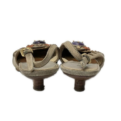 Prada Sandals 36 Light Brown Orange Studded Bijou Color Stone Leather