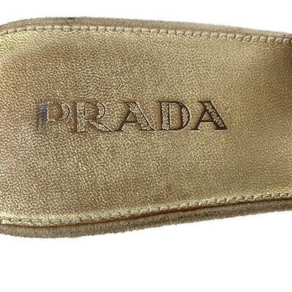 Prada Sandals 36 Light Brown Orange Studded Bijou Color Stone Leather