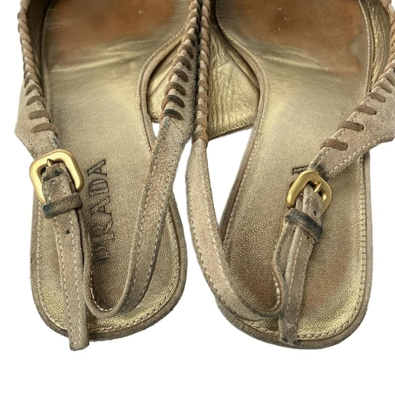 Prada Sandals 36 Light Brown Orange Studded Bijou Color Stone Leather