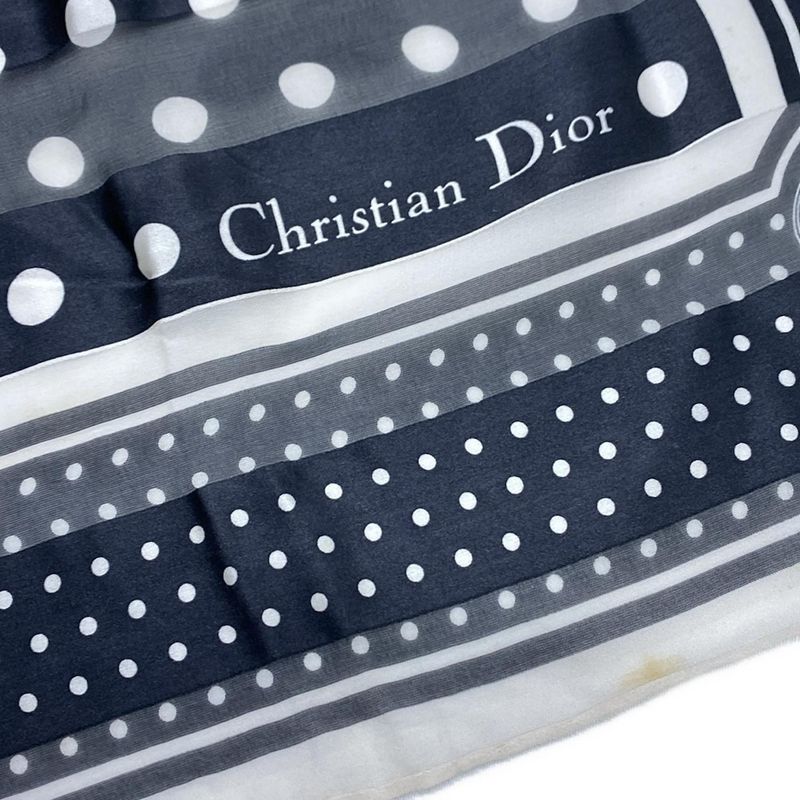 Dior Scarf Black White Dot Pattern Border Sheath